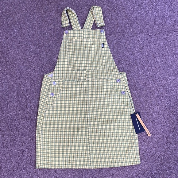 NWT Minga London Lime Green Plaid Dungaree Dress - Picture 5 of 6